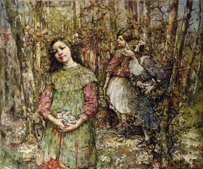 Gathering Snowdrops by Edward Atkinson Hornel