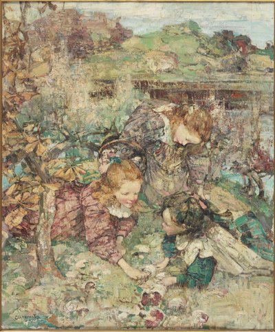 The Little Mushroom Gatherers by Edward Atkinson Hornel