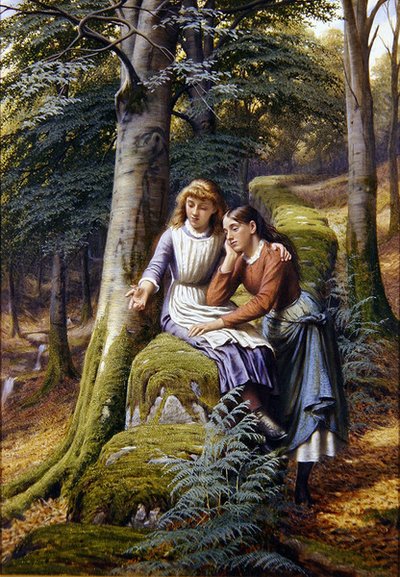 Two Girls in a Landscape by Edward Charles Barnes