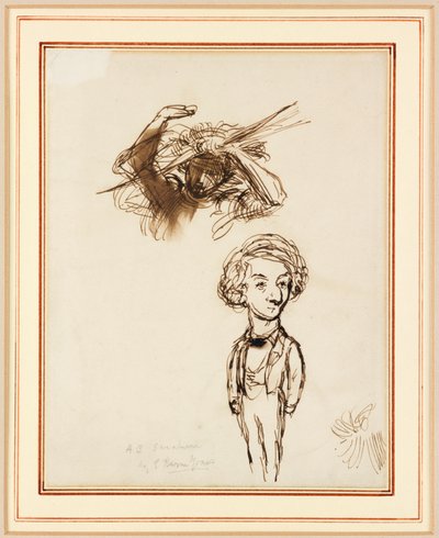 Caricature of Algernon Charles Swinburne by Edward Coley Burne Jones
