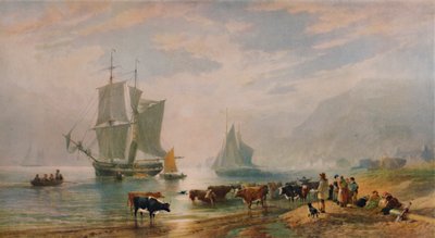 A Summer Evening: Landing Cattle, 1858 by Edward Duncan