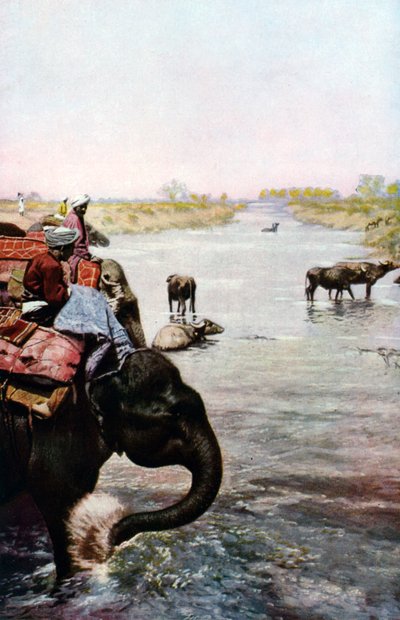 River scene, Central India by Edward E Long