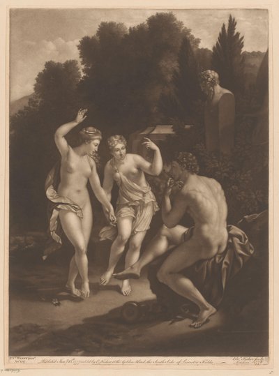 Man Playing Flute for Two Dancing Nymphs by Edward Fisher