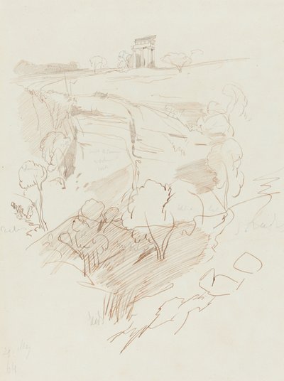 Ruined Temple on a Hill by Edward Lear