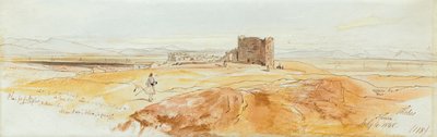 Two views of Thebes by Edward Lear
