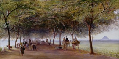 View of the Pyramids Road, Giza by Edward Lear