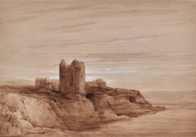 Seascape of a Tower on a Cliff by Edward Pretty