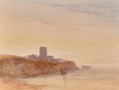 Seascape with tower by Edward Pretty