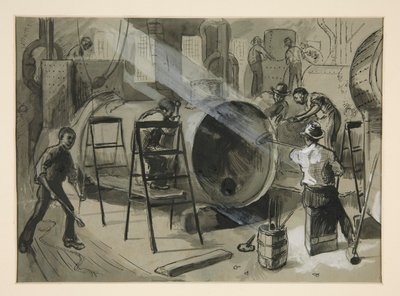 Illustration Inside a Factory by Edwin Austin Abbey