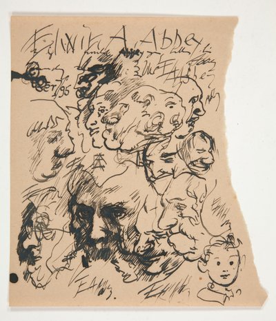 Sheet of Sketches of Heads by Edwin Austin Abbey