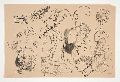 Sheet of Sketches of Heads by Edwin Austin Abbey