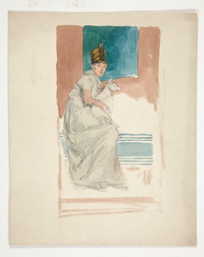 Woman Holding a Lap Dog by Edwin Austin Abbey
