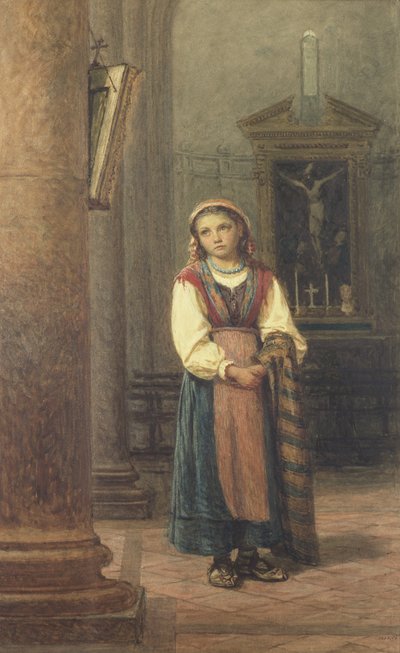 Italian Girl in Church by Edwin Bale