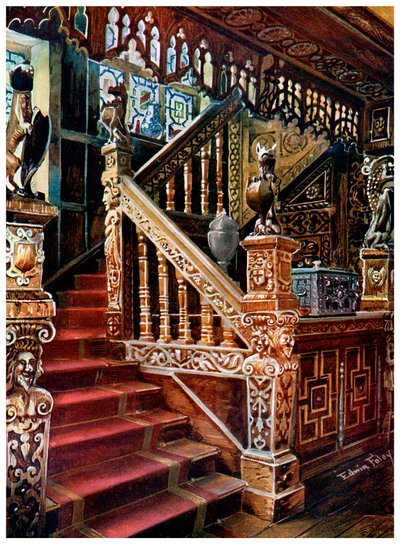 Carved oaken stairway, Godinton, 1910 by Edwin Foley