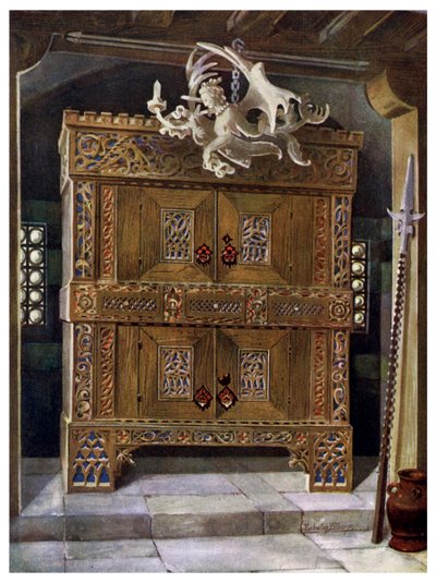 Late Gothic Schrank, 1910 by Edwin Foley