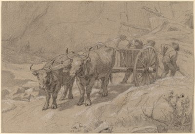 Oxen and Dump Cart by Edwin Forbes