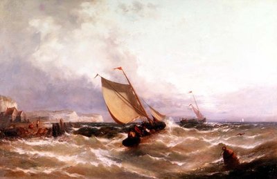 Fishing Boats off a Coastline by Edwin Hayes