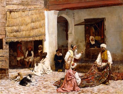A Rug Bazaar, Tangier by Edwin Lord Weeks