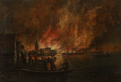 Night Fire Over Dutch City by Egbert van der Poel