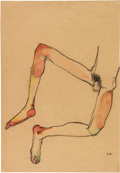 Nude male abdomen by Egon Schiele