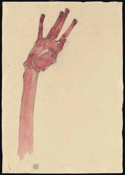 Raised Red Hand by Egon Schiele