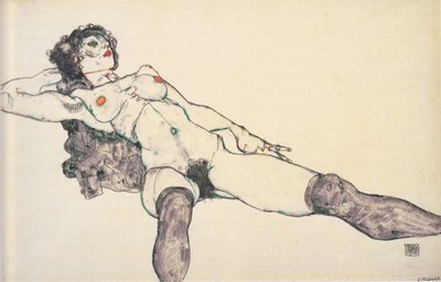 Reclined female nude with spread legs, 1914 by Egon Schiele