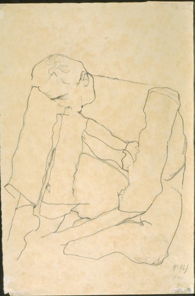 Seated Man (verso) by Egon Schiele