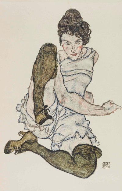 Seated Woman with Legs Drawn Up by Egon Schiele