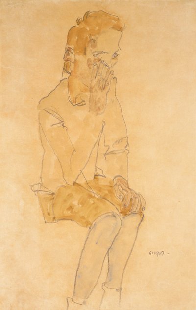 Sitting Boy by Egon Schiele