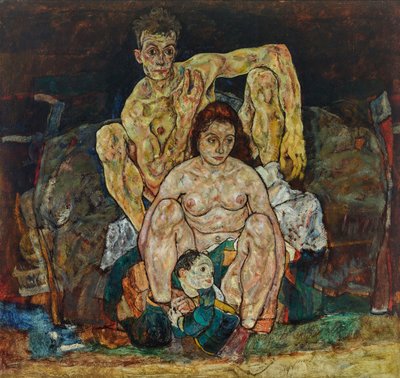 The Family Squatting Couple, 1918 by Egon Schiele