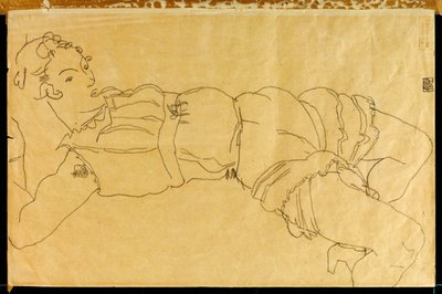 Young Woman Lying on Her Back by Egon Schiele