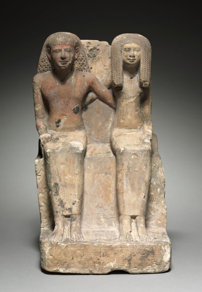 Seated Pair Statue by Egyptian 18th Dynasty