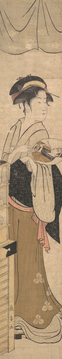 Young Lady with Fan by Eishōsai Chōki