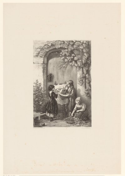 Four Girls in Front of a Door by Elchanon Verveer