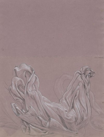 Figure Studies (recto); Drapery Study (verso) by Elihu Vedder