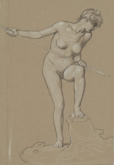 Girl Spearing Dolphin by Elihu Vedder