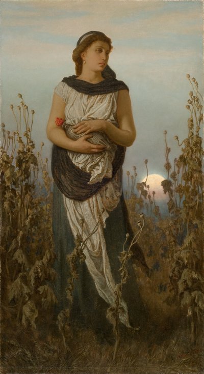 Memory (Girl with Poppies) by Elihu Vedder