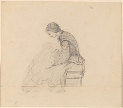 Study of a Girl Reading by Elihu Vedder