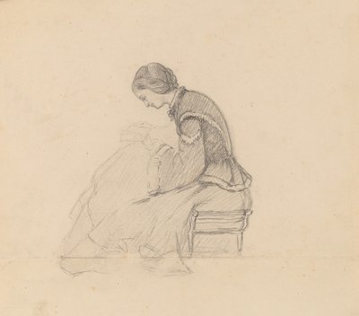 Study of a Girl Reading by Elihu Vedder
