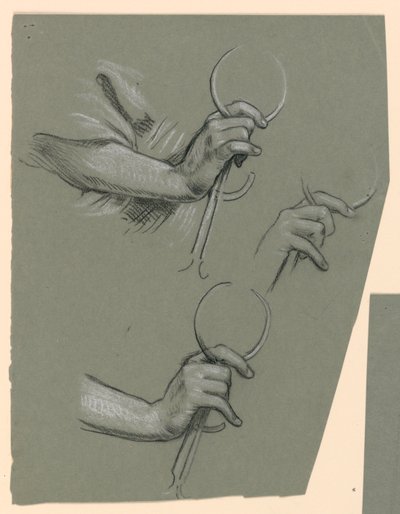 Studies of Hands Holding Calipers by Elihu Vedder