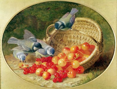 Bluetits Pecking at Cherries by Eloise Harriet Stannard