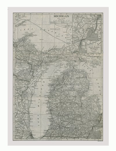 Map of Michigan, USA by Emery Walker