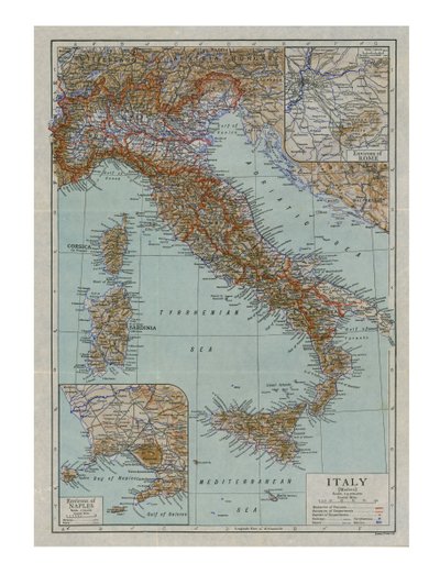 Map of Modern Italy, c1910s by Emery Walker