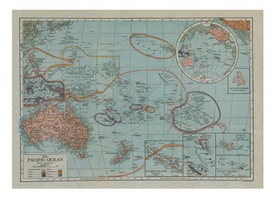 Map of the Pacific Ocean, c1910s by Emery Walker