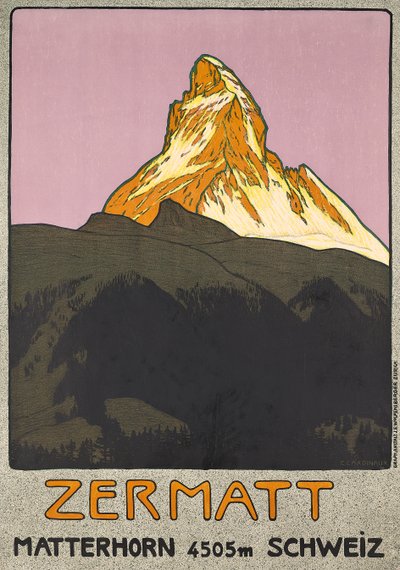 Poster advertising Zermatt, Switzerland by Emil Cardinaux