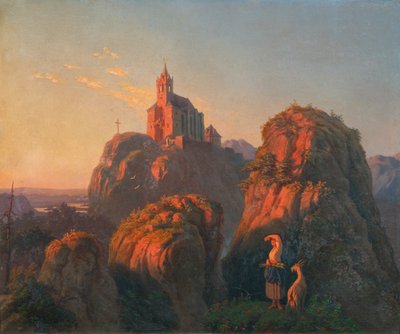 Landscape with Church in the Evening by Emil Ludwig Löhr