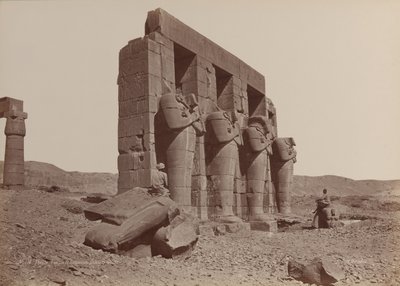 Thebes, Temple of Ramasseum, Broken Colossi, 1870s by Émile Béchard