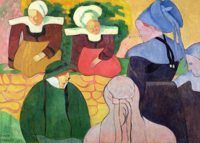 Breton Women on a Wall by Emile Bernard