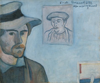 Self-portrait with Portrait of Gauguin by Emile Bernard