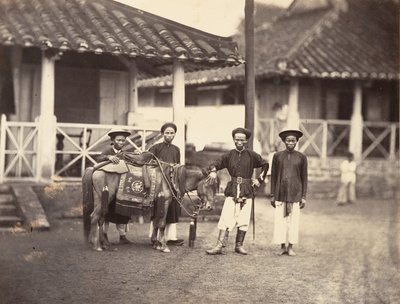 Rich Annamite mounting a horse, Cochinchina by Emile Gsell